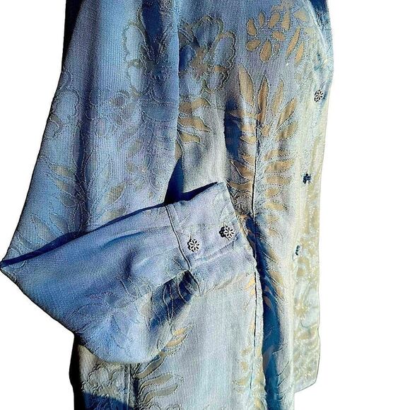 Vintage Sag Harbor Blue Semi sheer glittery long sleeve shirt size 16 - Picture 6 of 15
